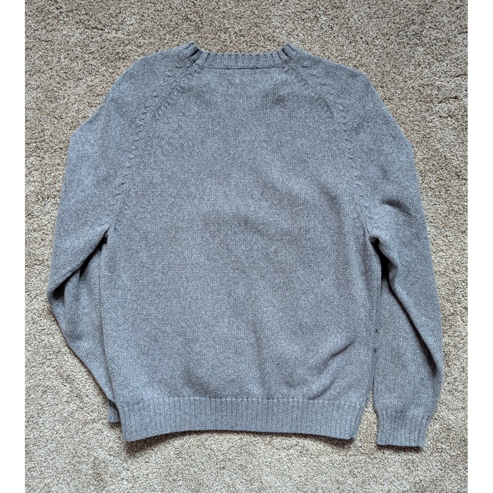 Lands End Men's Size M Argyle Sweater Grey Green Cotton Natural Preppy Golf - Picture 5 of 11